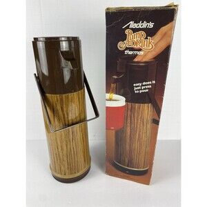 1977 Vintage Aladdin Pump-a-Drink 1 Quart Coffee Beverage Thermos Camping